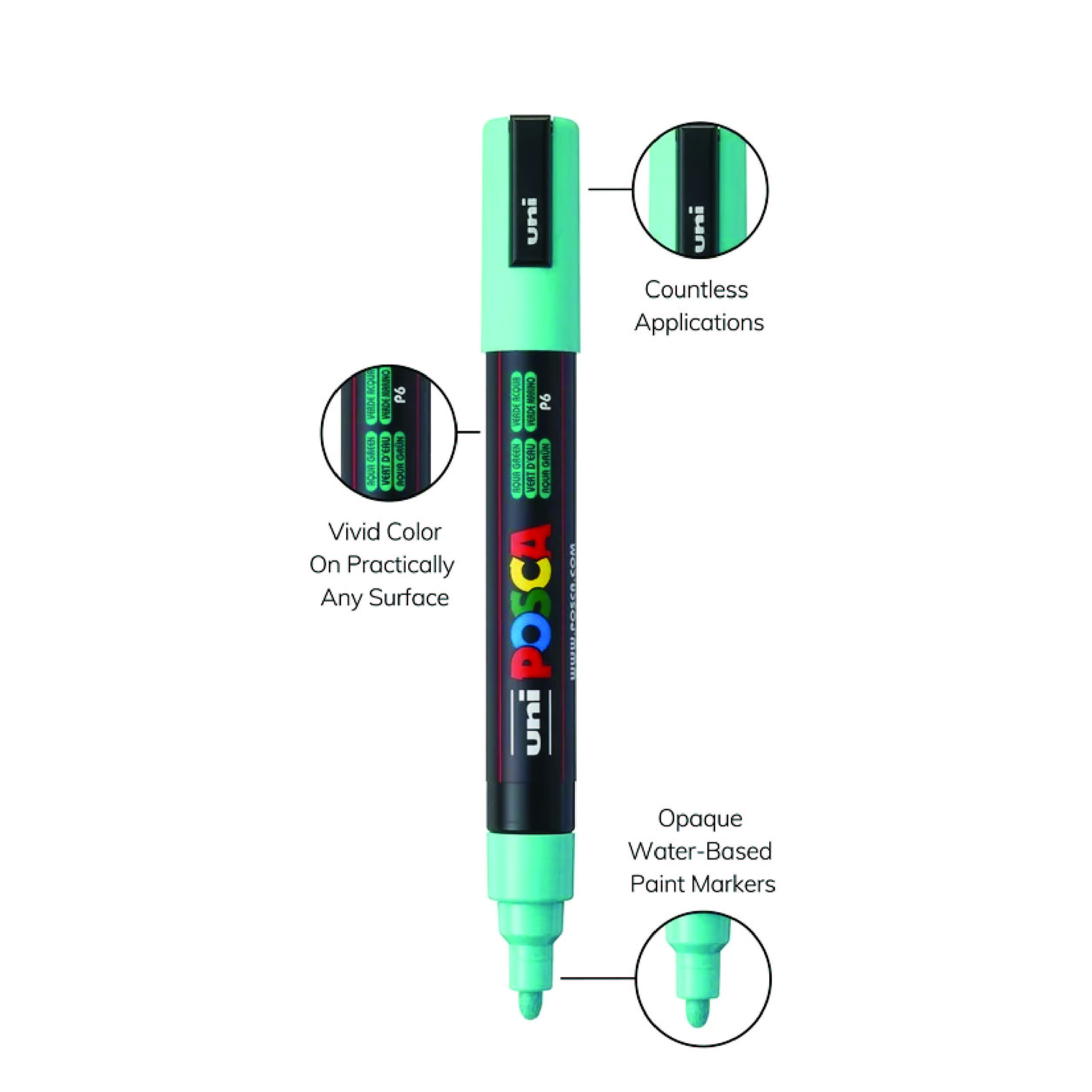 Marker Medium Tip 1.8-2.5mm Water Green POSCA Uni